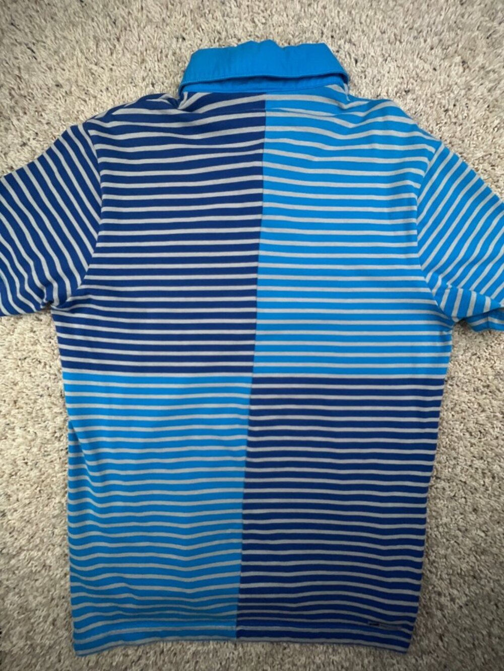 Puma Men’s Golf Polo Shirt Short Sleeve Blue Gray Striped Medium Casual Cotton - Picture 10 of 11